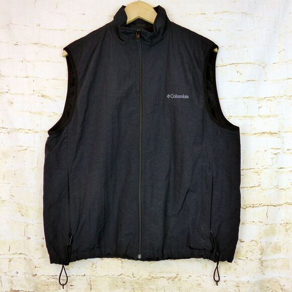 Columbia Ripstop Vest Mens L Black Full Zip Nylon Outdoor Hiking Techwear VTG - Picture 1 of 14